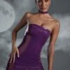 Studded Back Strap Vinyl Mini Dress In Purple -Women Clothes Shop 6343 4 Angel Purple Studded Strap Back Detail Mini Dress