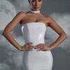 Studded Back Strap Vinyl Mini Dress In White -Women Clothes Shop 6343 4 White Studded Strap Back Detail Mini Dress
