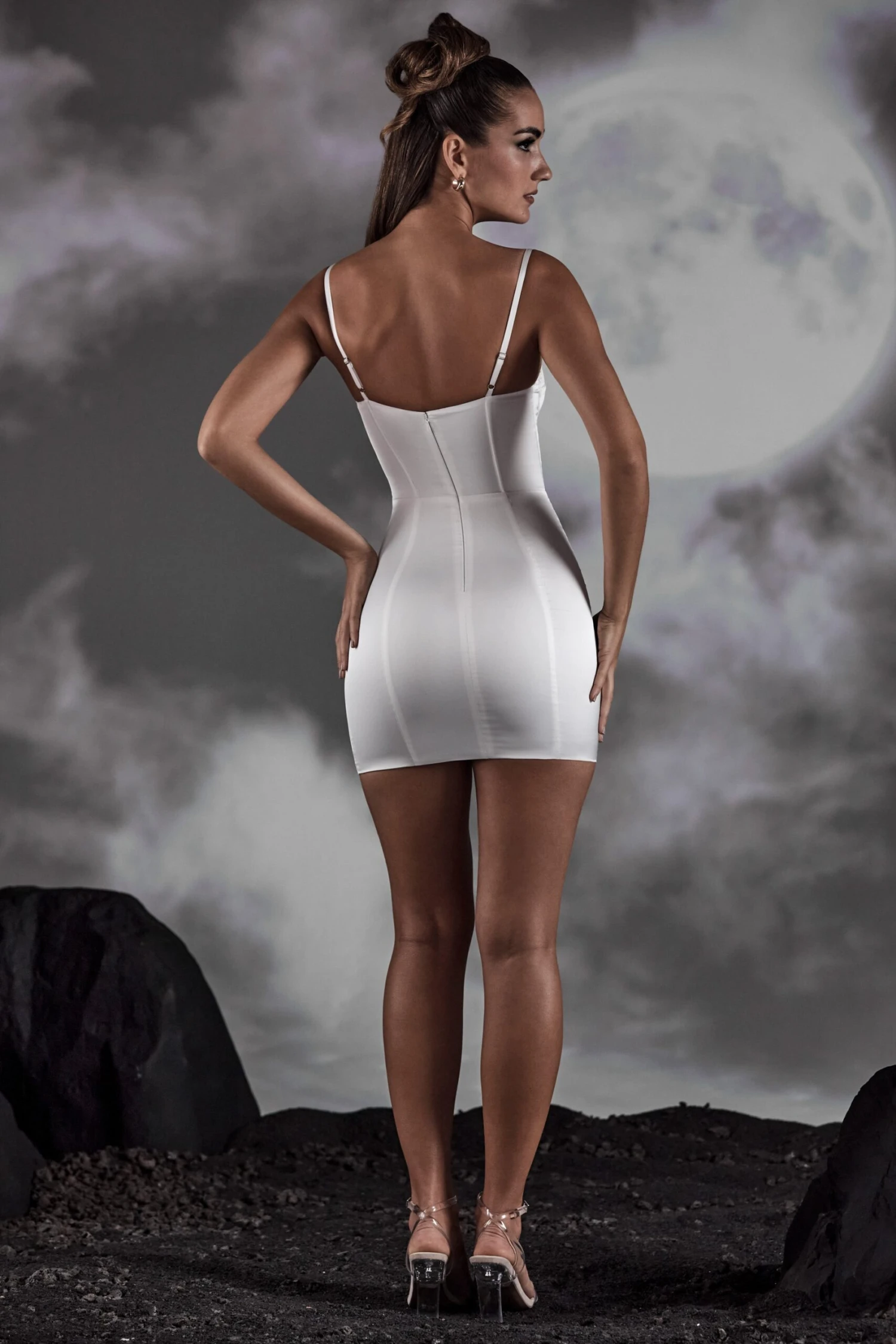 Lace Up Corset Satin Mini Dress In White 4 Lace Up Corset Satin Mini Dress In White - Image 2