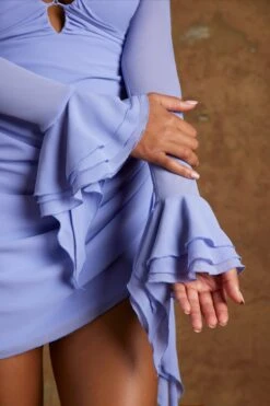 Lace Up Front Mini Dress In Periwinkle -Women Clothes Shop 6372 5 Periwinkle Lace Up Front Mini Dress