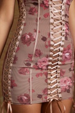 Lace Up Corset Bandeau Micro Mini Dress In Beige Print -Women Clothes Shop 6377 8 Emira Beige Print Layered Lace Up Satin Mesh Overlay Corset Mini Dress 5bd86790 7cbf 4390 a6dd a2b9b1e4e6e9