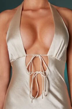 Halter Neck Fishtail Maxi Dress In Ivory 15 Halter Neck Fishtail Maxi Dress In Ivory -Women Clothes Shop 6548 10 Ivory Halter Neck Fish Tale Dress With Split