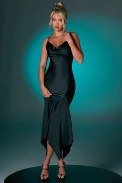 Deep Plunge Midaxi Dress In Black -Women Clothes Shop 6549 3 Gold Deep Plunge Midaxi Dress