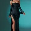 Long Sleeve Halter Neck Fishtail Dress In Black -Women Clothes Shop 6552 2 Black Halter Neck Fish Tale Dress With Sleevecopy