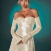 Off The Shoulder Sequin A-Line Mini Dress In Ivory -Women Clothes Shop 6563 1 Ivory Off Shoulder Aline Dress