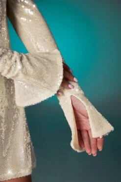 Off The Shoulder Sequin A-Line Mini Dress In Ivory -Women Clothes Shop 6563 8 Ivory Off Shoulder Aline Dress