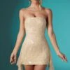 Embellished Lace Bandeau Mini Dress In Ivory -Women Clothes Shop 6568 1 Ivory Corset Dress With Rounded Neckline And Aline Hem