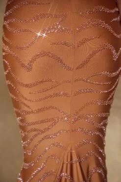 Embellished Maxi Dress In Caramel -Women Clothes Shop 6574 5 Caramel Luxury Embellished Fishtail Maxi Dress
