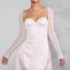 Long Sleeve Embellished A-line Mini Dress In Blush -Women Clothes Shop 6717 4 Geneva Blush Ruching Detail Dress