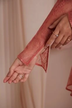 Long Sleeve Lace Corset Mini Dress In Terracotta -Women Clothes Shop 6729 5 Ninette Terracotta Lace Long Sleeve Mini Dress