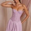 Strapless Lace Corset Mini Dress In Dusty Pink 1 Strapless Lace Corset Mini Dress In Dusty Pink -Women Clothes Shop 6731 3 Chloe Dusty Pink Strapless Lace Corset With Circle Skirt Mini Dress