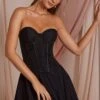 Strapless Lace Corset Mini Dress In Black -Women Clothes Shop 6731 5 Chloe Black Strapless Lace Corset Circle Skirt Mini Dress