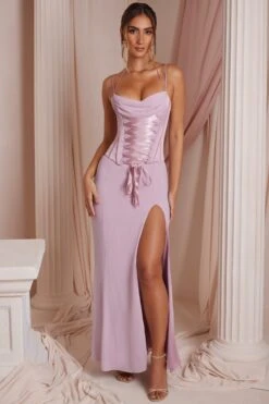 Lace Up Corset Maxi Dress In Dusty Pink -Women Clothes Shop 6749 2 Coralie Dusty Pink Lace Up Corset Maxi Dress
