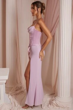 Lace Up Corset Maxi Dress In Dusty Pink -Women Clothes Shop 6749 8 Coralie Dusty Pink Lace Up Corset Maxi Dress