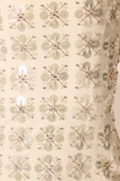 Hand Embellished Mini Dress In Ivory -Women Clothes Shop 6758 8 Ivory Crepe Embellished A Line Mini Dress With Corset