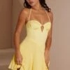 Halter Neck Cut Out Flare Mini Dress In Yellow -Women Clothes Shop 6771 6 Yellow V Cut Panelled Mini Dress