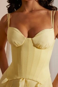 Corset Frill Skirt Maxi Dress In Yellow -Women Clothes Shop 6917 1 Yellow Corset gown Ruffle Dress