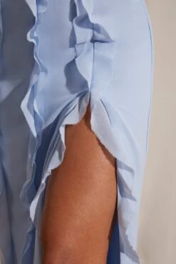 Corset Frill Skirt Maxi Dress In Blue -Women Clothes Shop 6917 4 Blue Corset gown Ruffle Dress