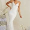 Cowl Neck Embellished Satin Maxi Dress In White -Women Clothes Shop 6949 1 Magnolia White Embelished Cowl Gown Sequin