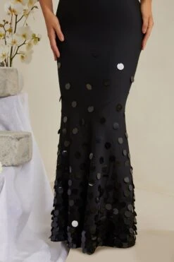 Cowl Neck Embellished Satin Maxi Dress In Black -Women Clothes Shop 6949 7 Magnolia Black Sequin Embellished Cowl Gown