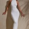 Halter Neck Low Back Maxi Dress In White -Women Clothes Shop 7259 7 Tandi White Halter Low Back Maxi