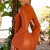 Paloma Sheer Beach Dress In Rust -Women Clothes Shop gg0020 9 paloma brown low v neck tie front batwing mesh cover up